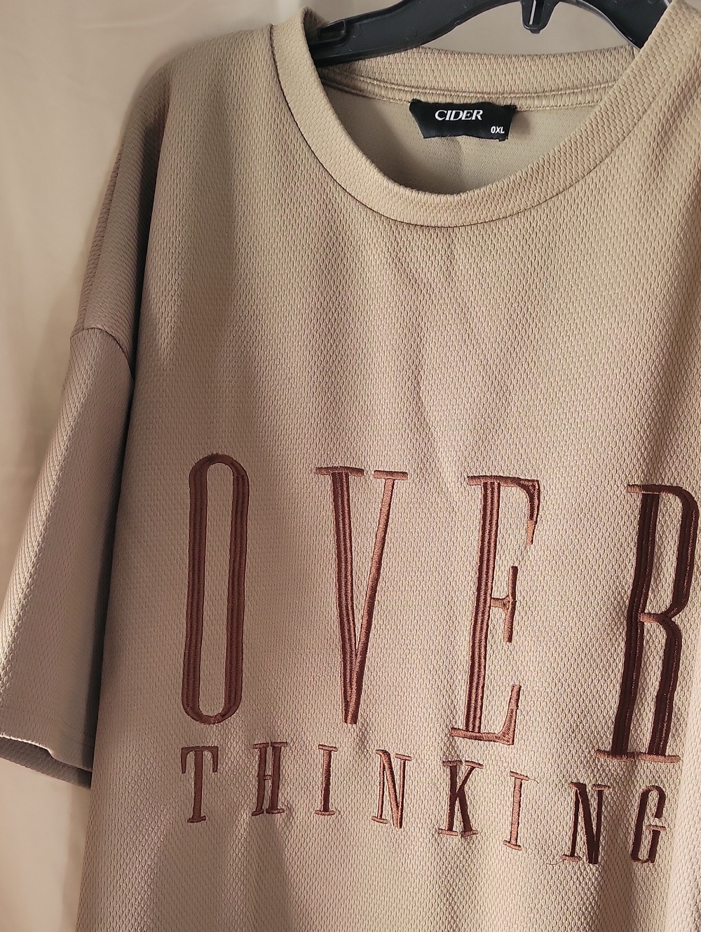 Cider Beige Graphic Tee with Brown Lettering